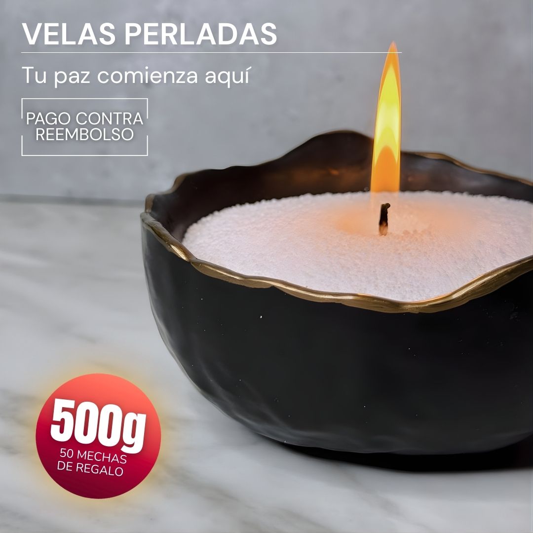 Velas Perladas - 500g + 50 Mechas Gratis