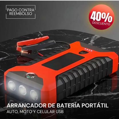 Arrancador Portátil 3 en 1 para vehículos – Batería Externa y Linterna LED
