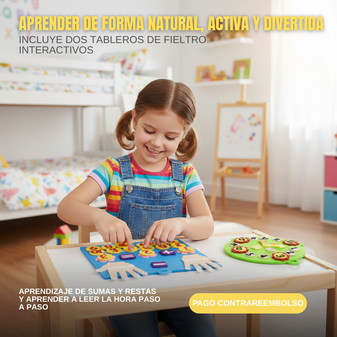 Pack Montessori Educativo - Tablero númerico + reloj de REGALO
