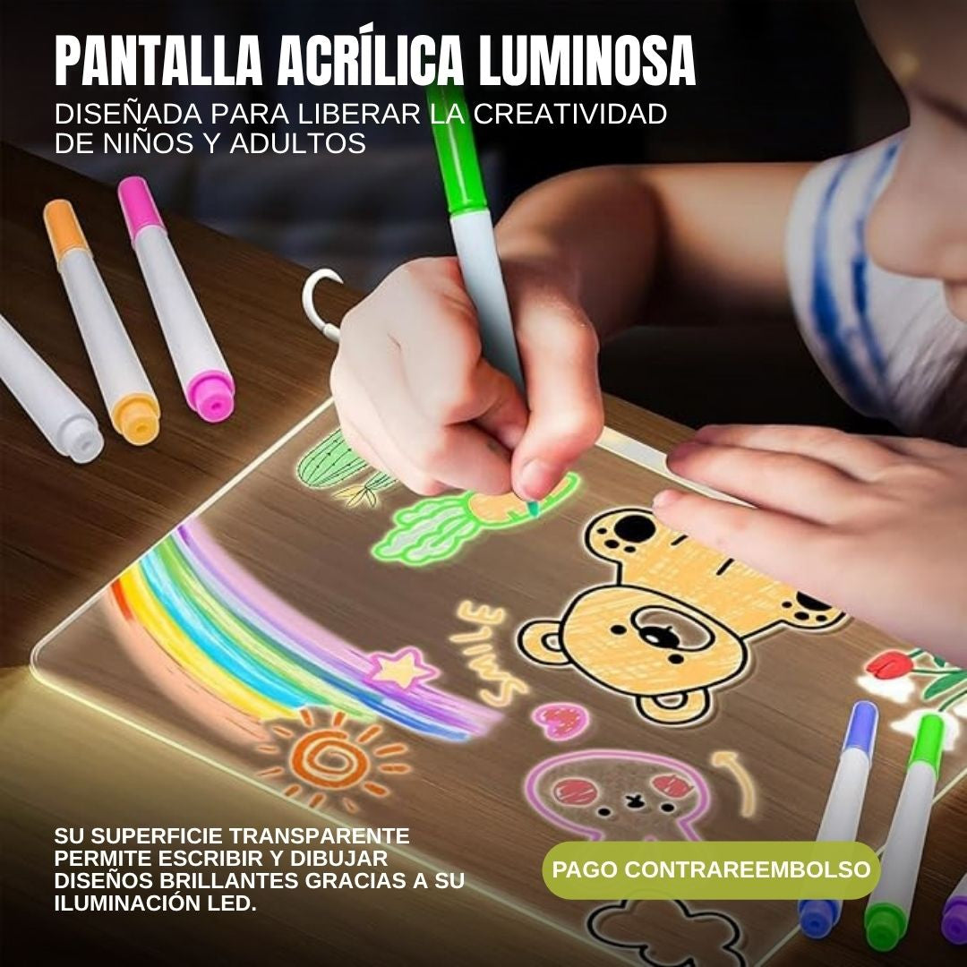 Kit Pizarra Magica Led (+ 7 Rotuladores + 12 Plantillas)