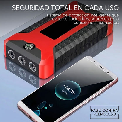Arrancador Portátil 3 en 1 para vehículos – Batería Externa y Linterna LED