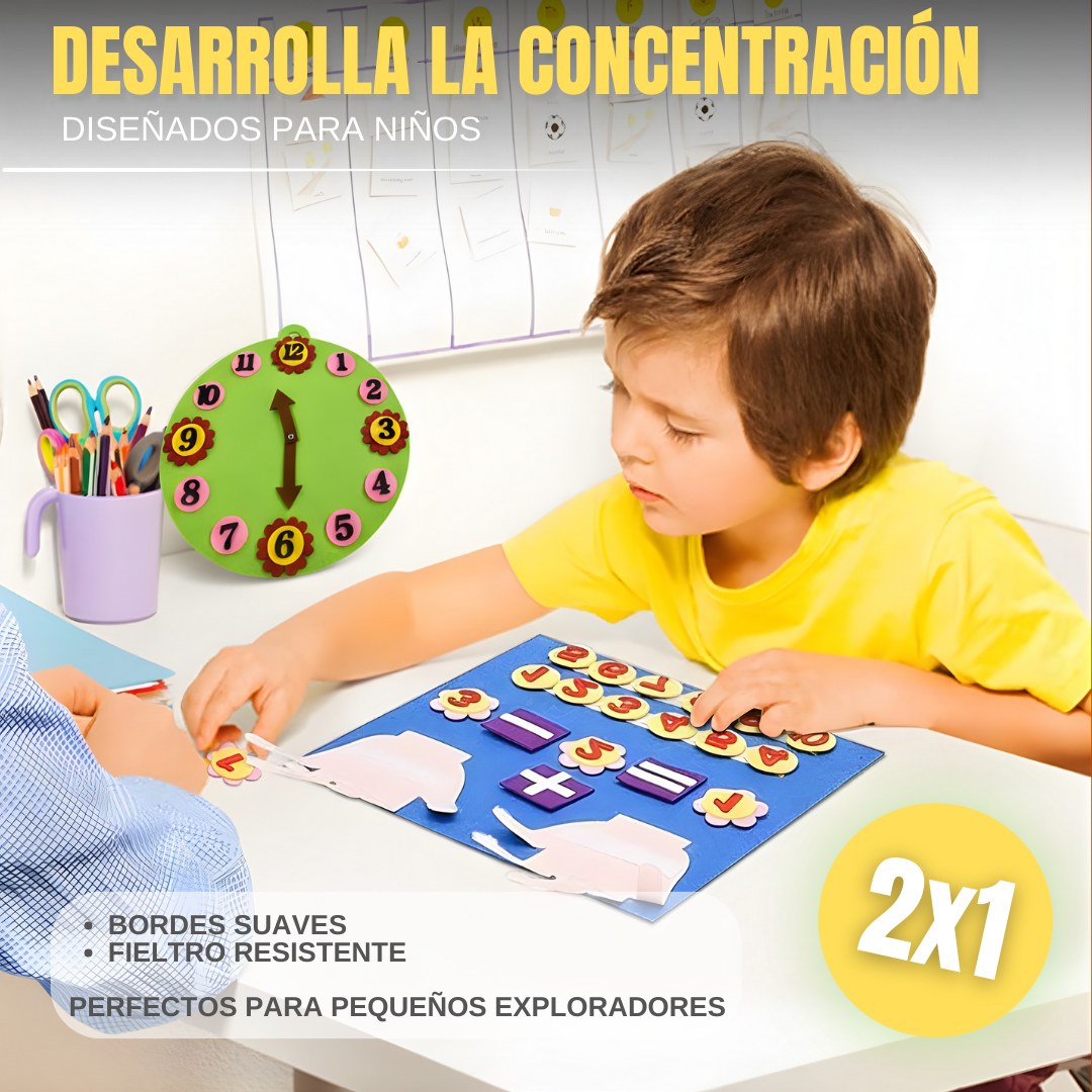 Pack Montessori Educativo - Tablero númerico + reloj de REGALO