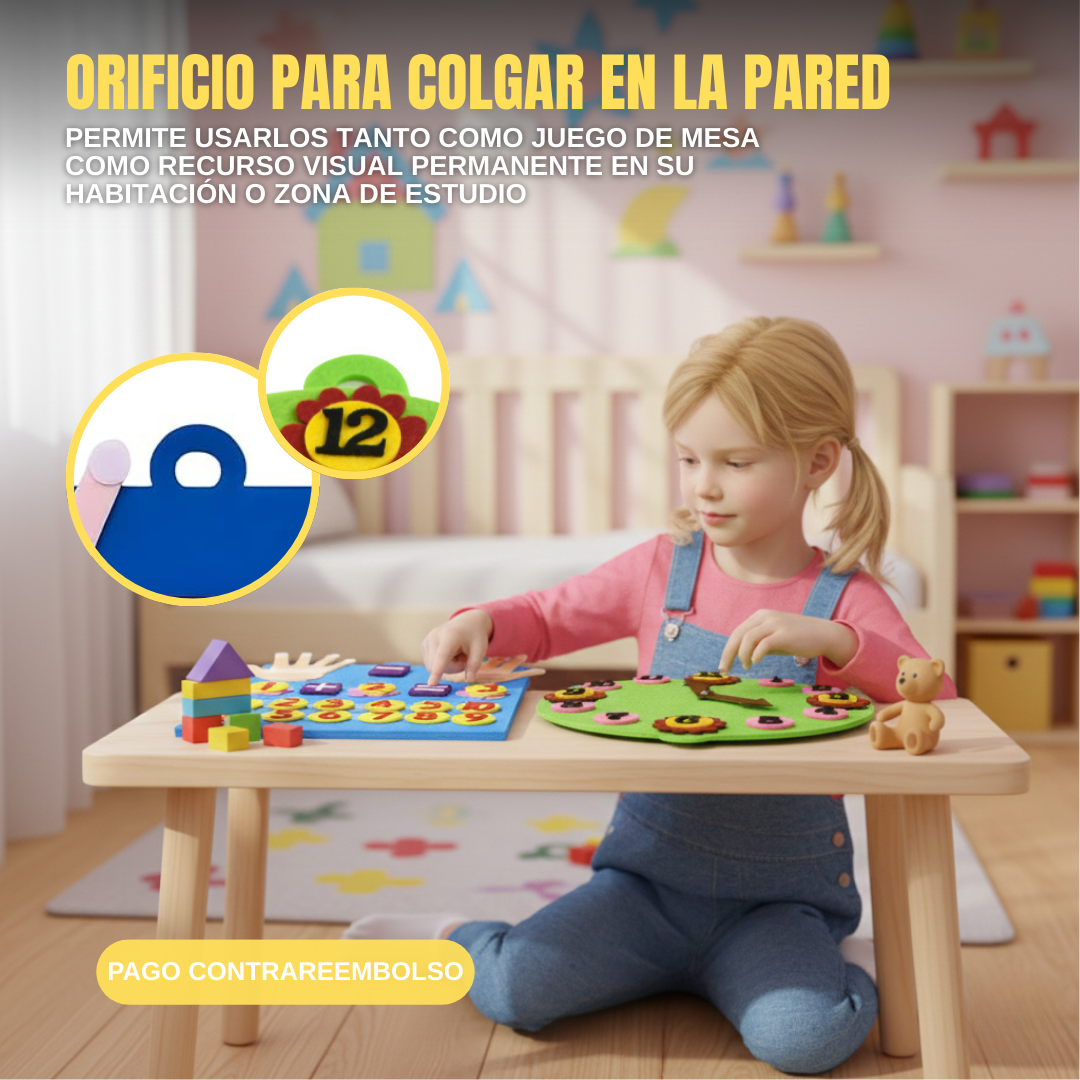 Pack Montessori Educativo - Tablero númerico + reloj de REGALO