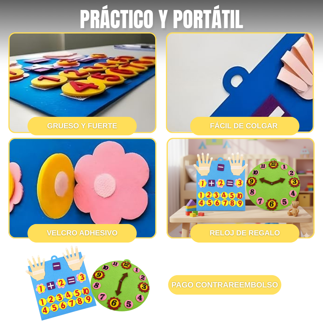 Pack Montessori Educativo - Tablero númerico + reloj de REGALO