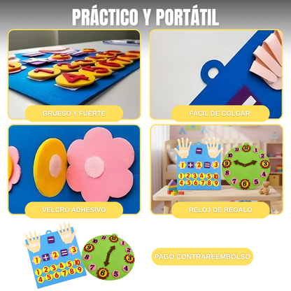 Pack Montessori Educativo - Tablero númerico + reloj de REGALO