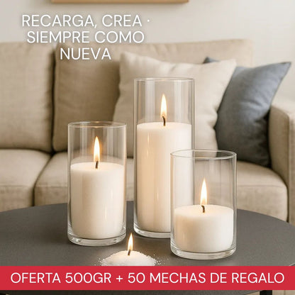 Velas Perladas - 500g + 50 Mechas Gratis