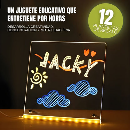 Kit Pizarra Magica Led (+ 7 Rotuladores + 12 Plantillas)