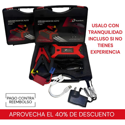 Arrancador Portátil 3 en 1 para vehículos – Batería Externa y Linterna LED